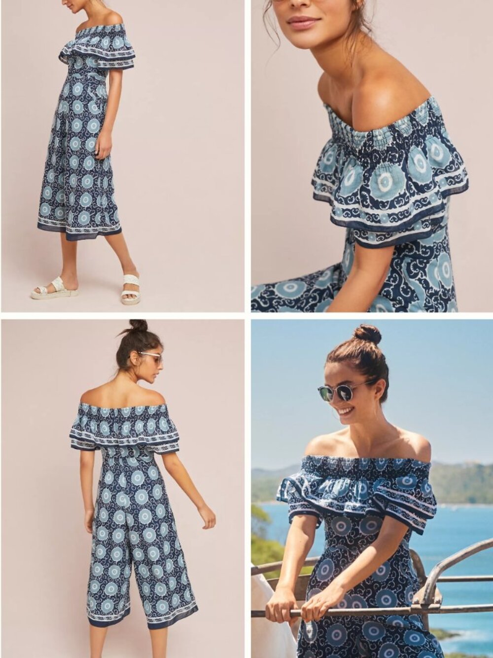 Anthropologie Kopal Suzani Off-The-Shoulder Romper Size S